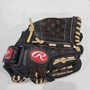 Rawlings H100BRNC 10'' RHT Youth Highlight Series Brown Baseball Leather Glove
